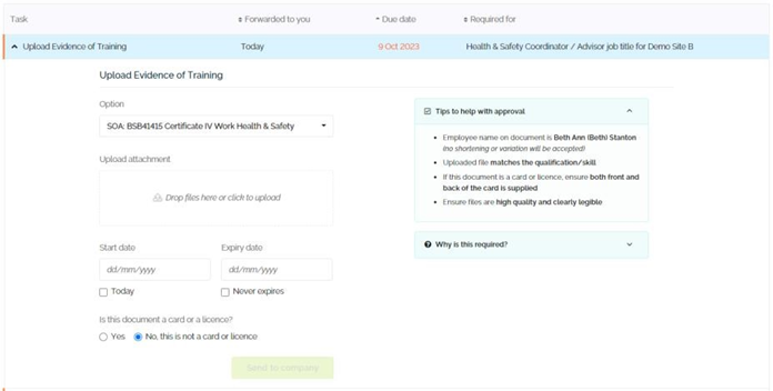 Upload document