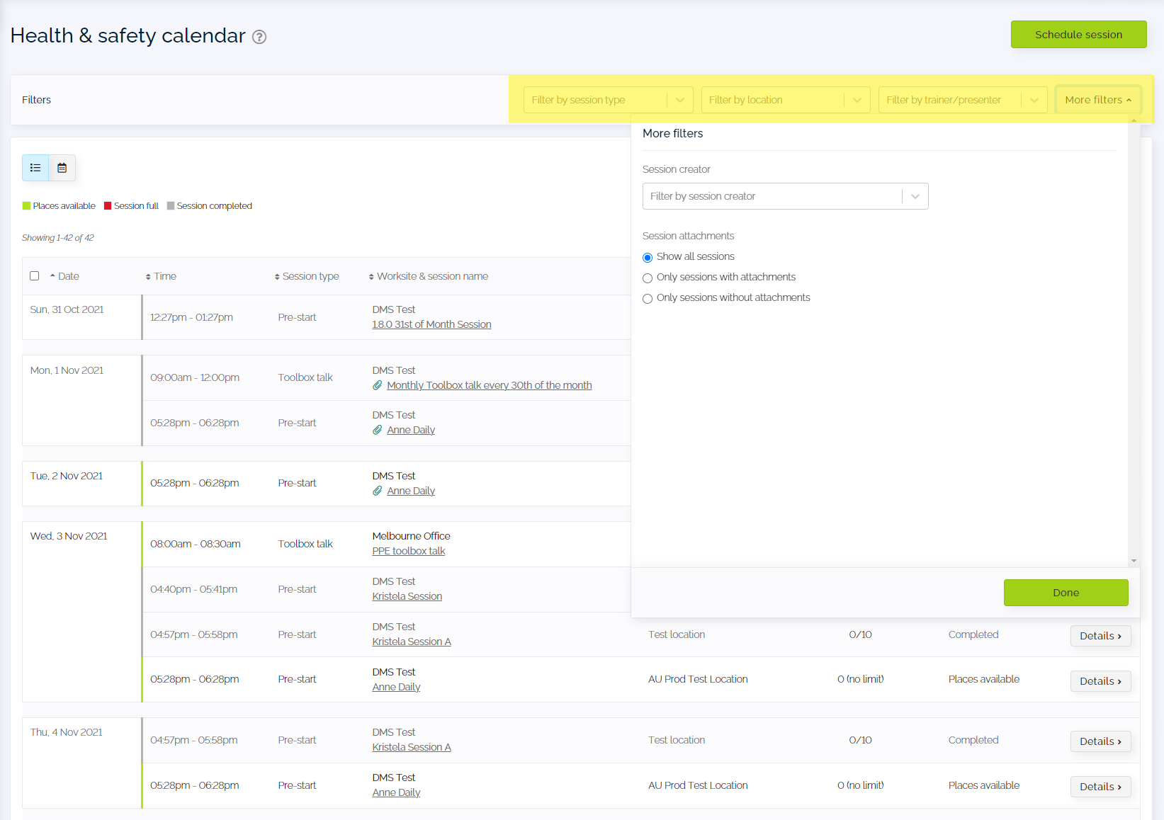 1._Manage_health_and_safety_sessions_-_filter_sessions_-_highlighted.png