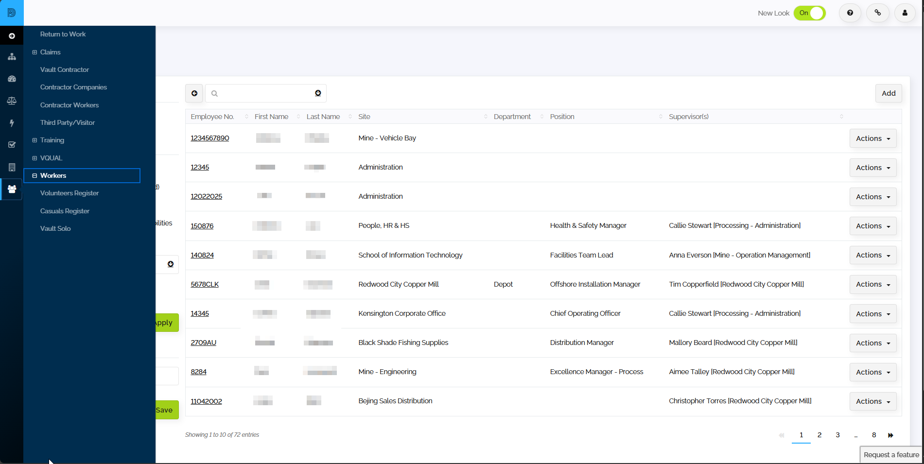 Worker register screen